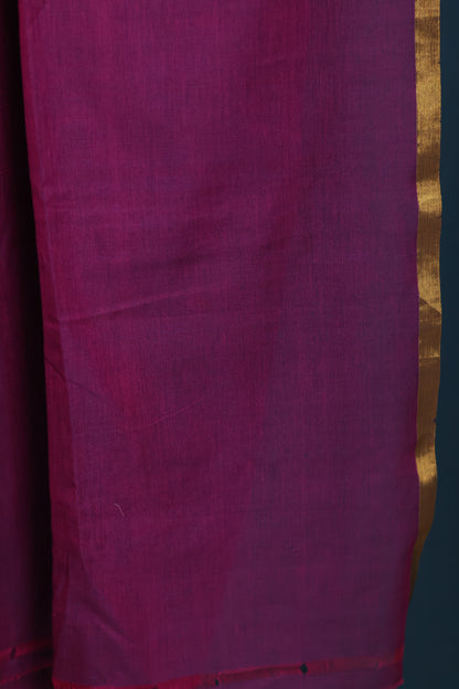 Purple Pure Handwoven Mercerised Cotton Saree with Mina Jari Butta Weav