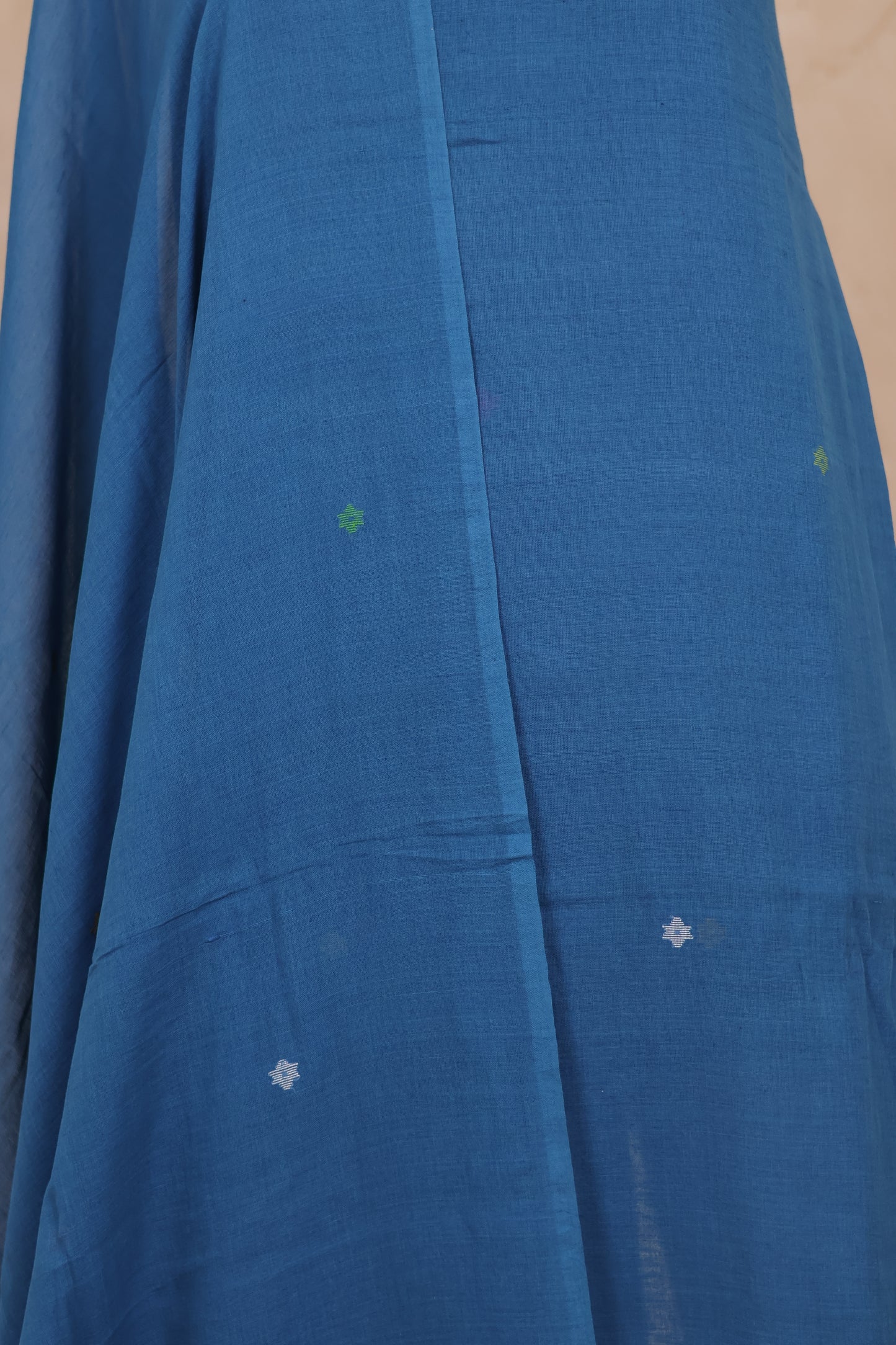 Blue Handwoven Jamdhani weaving pure Malai cotton 2 piece suit sets | Looms & Tassels