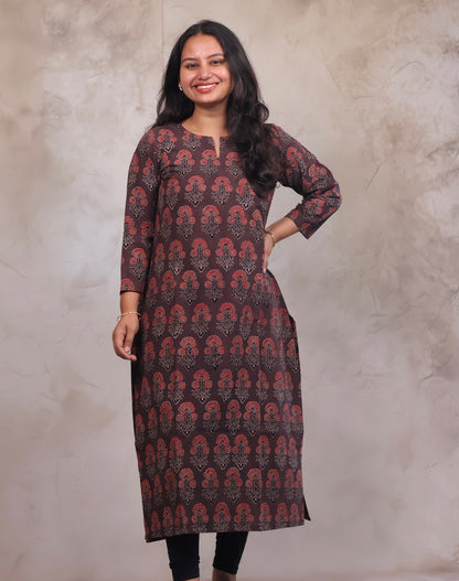 Ajrakh Hand Block Printed Kurti | Looms & Tassels