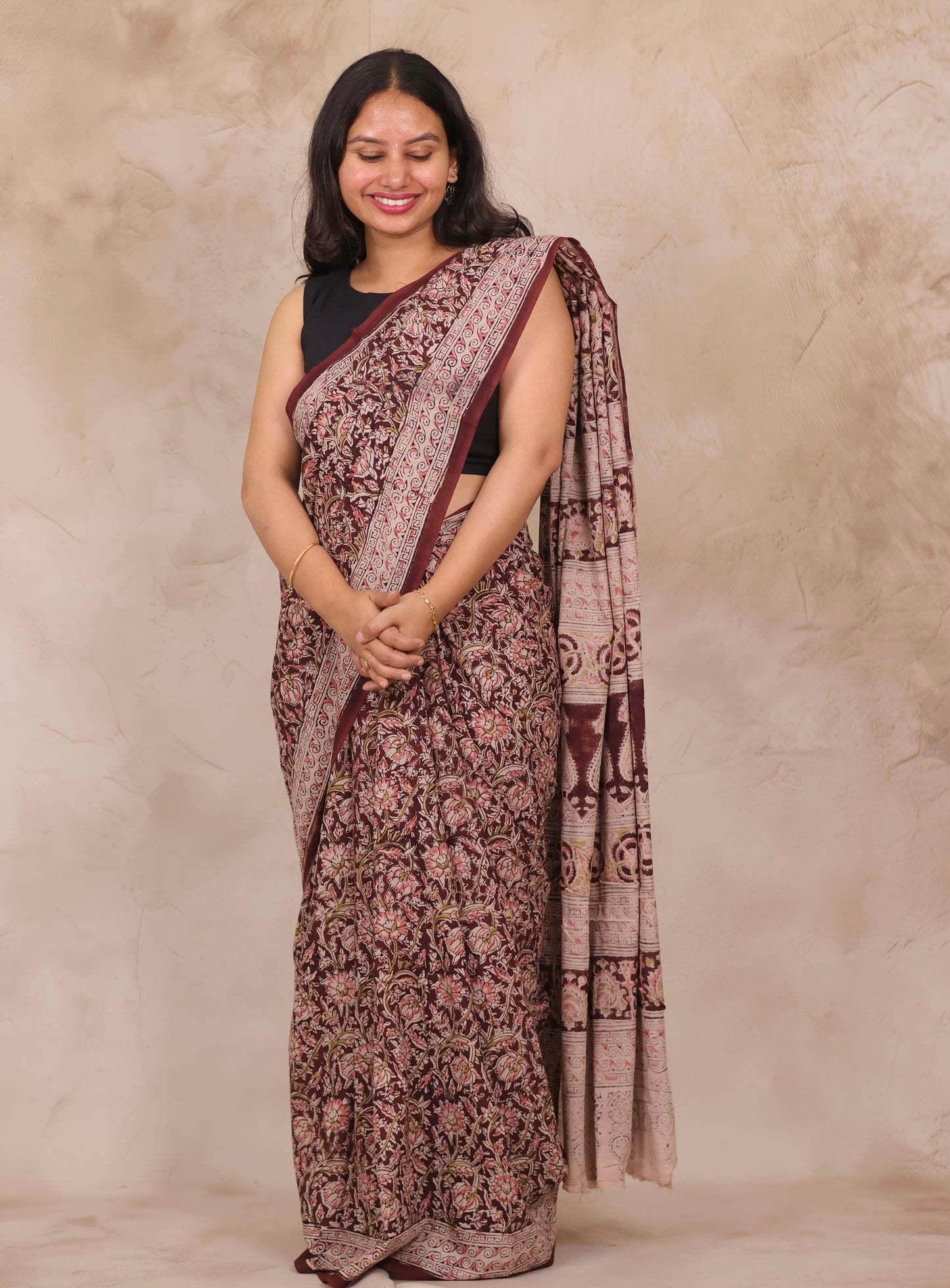 Hand Block Printed Kalamkari Cotton Saree