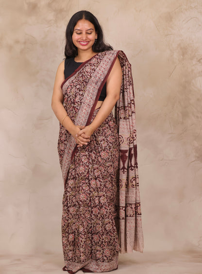Hand Block Printed Kalamkari Cotton Saree