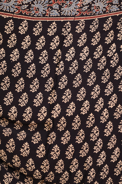 Pure Ajrakh Hand Block Printed Modal Silk Saree