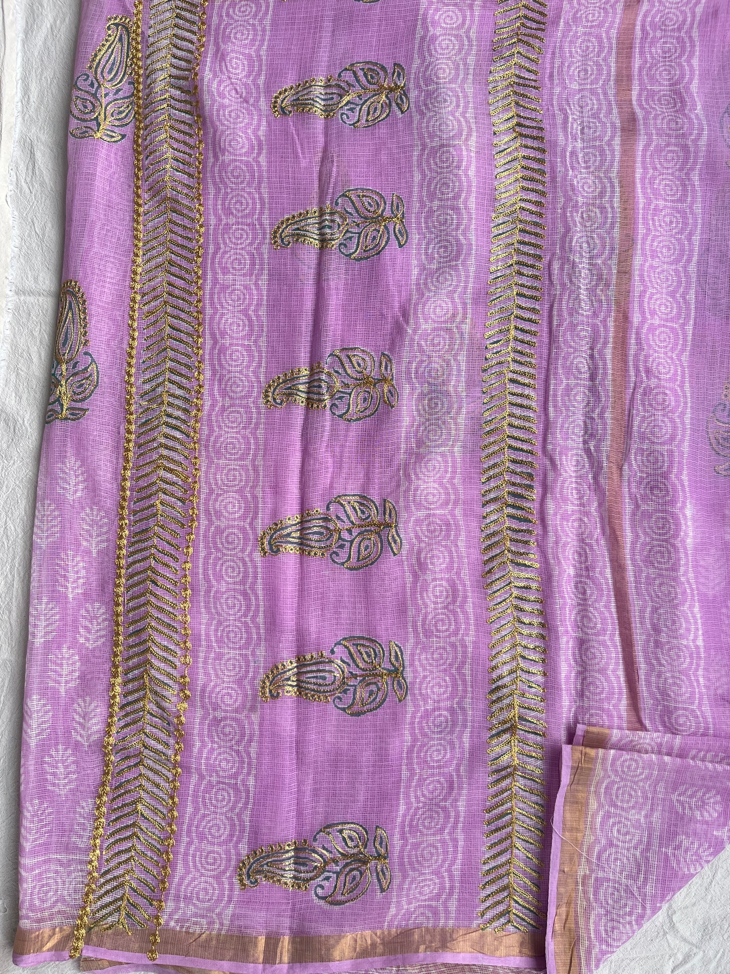 Kota Doria in Hand Embroidery Saree