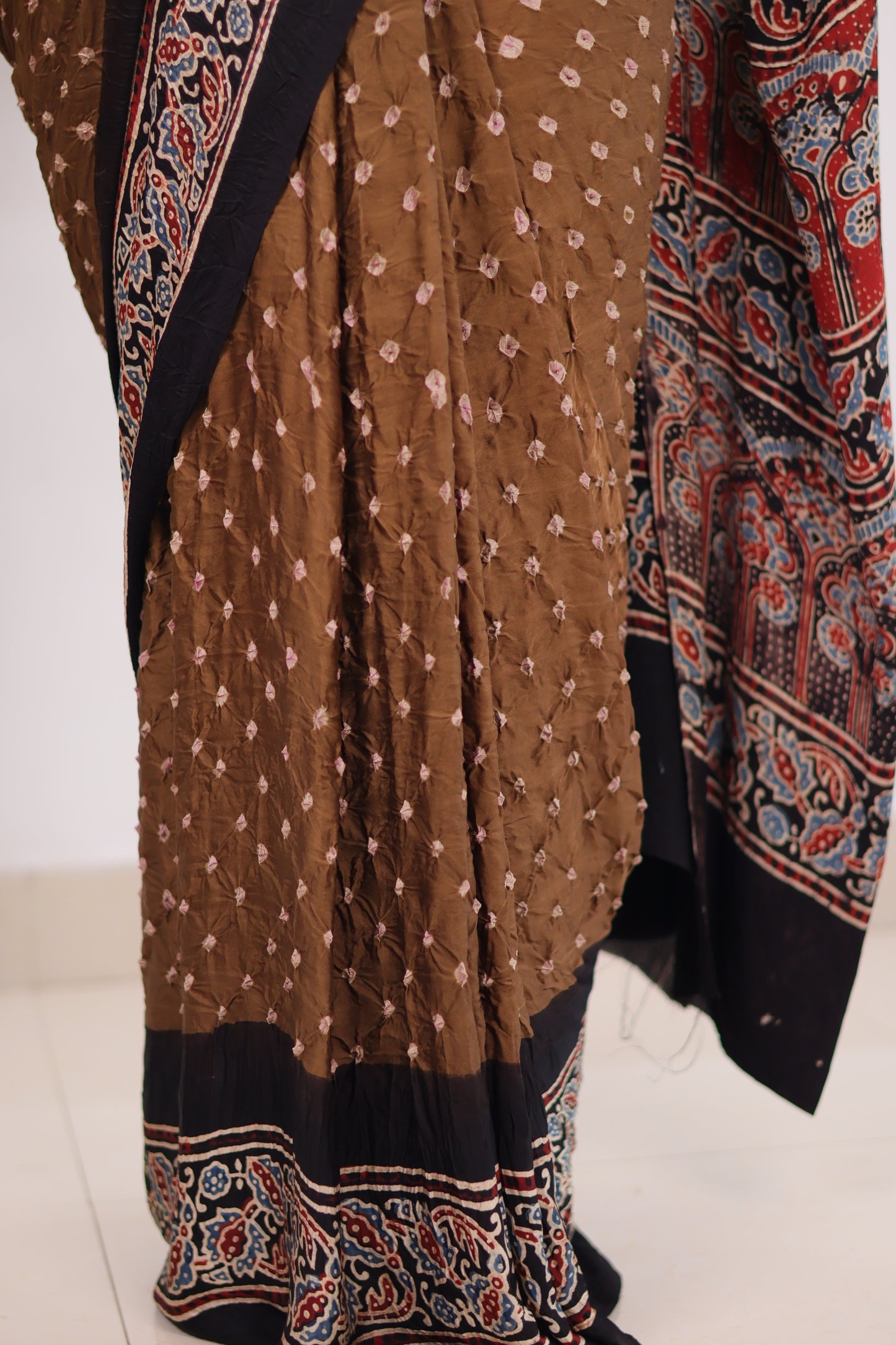 Ajrakh Bandhej Modal Silk Saree