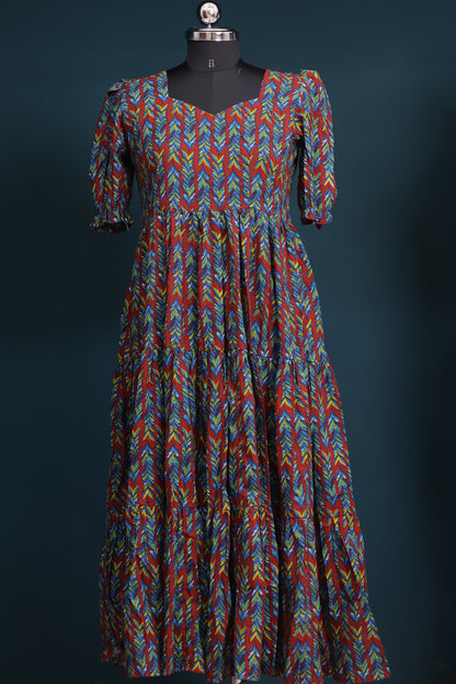 Maroon Bagru pure cotton frock