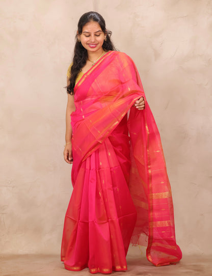 Dual Tone Handloom Maheswari Silk Cotton Sarees | Looms & Tassels