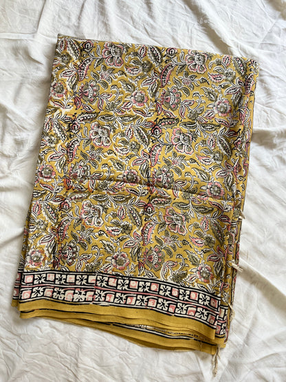 Hand block printed Kalamkari Silk Saree