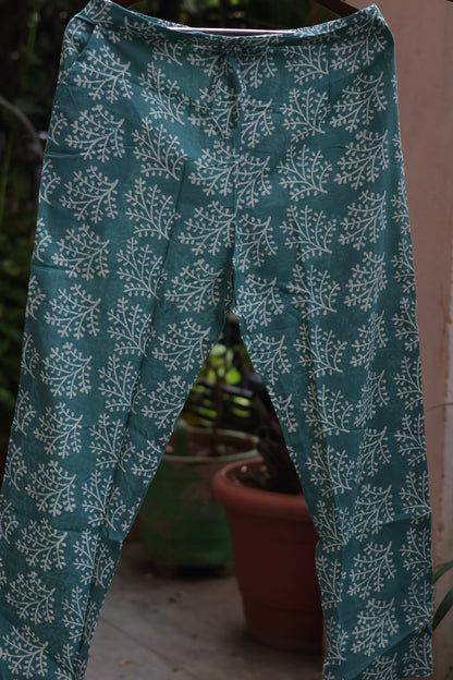 Pink Handblock printed kota 3 piece suit (stitched)