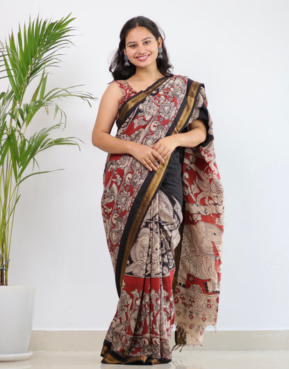 Nizam Border Kalamkari Silk Saree