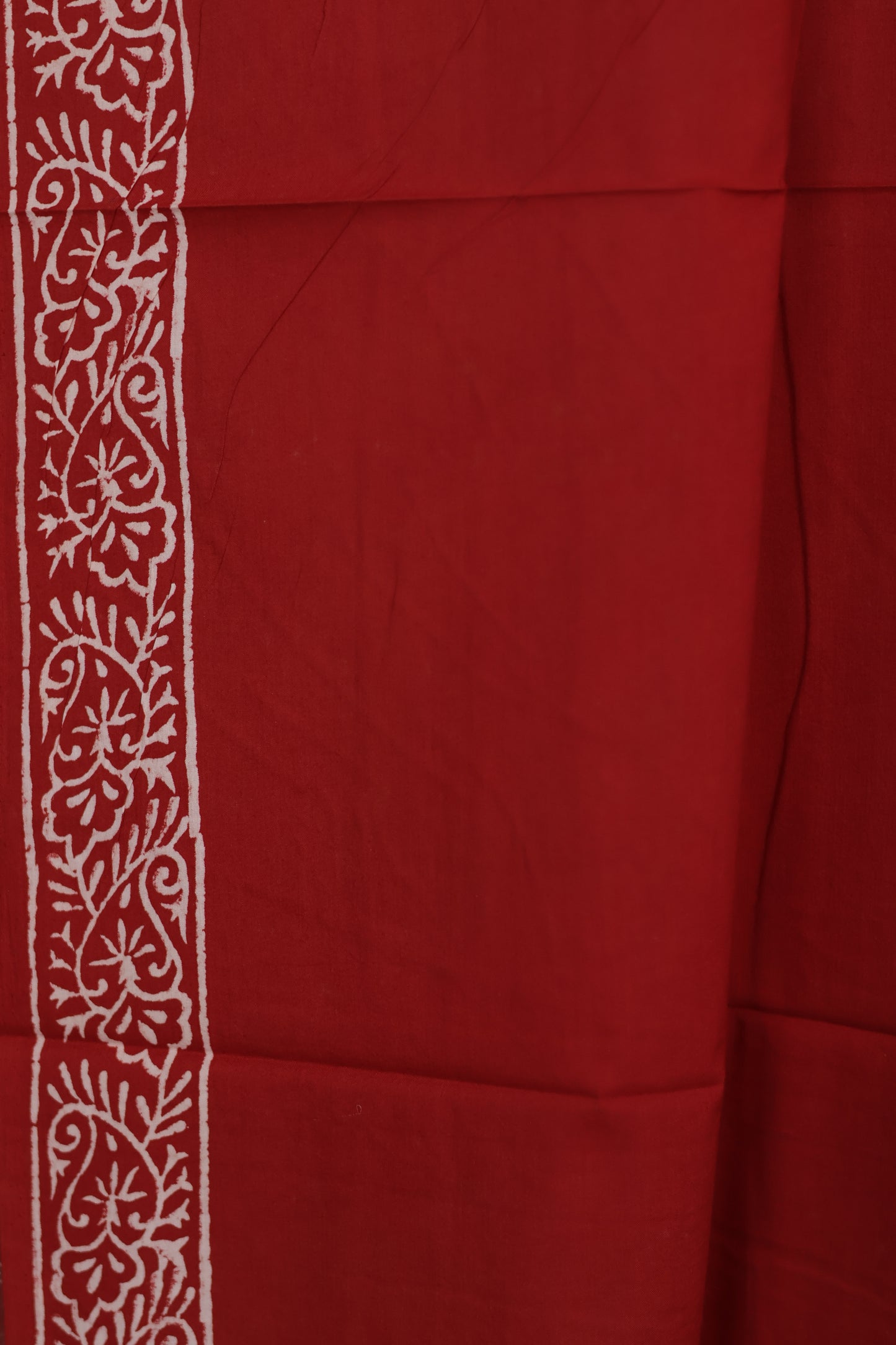 Rust Pure Kota Doria Saree with Bagru Handblock Prints | Looms & Tassels