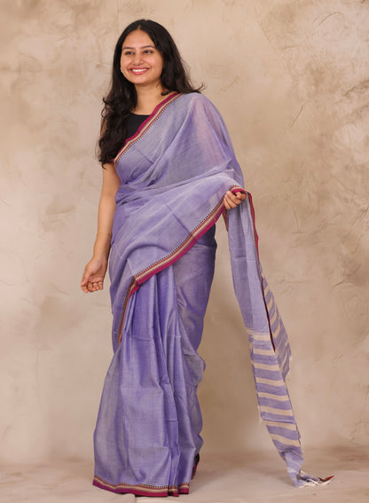 Lavender Narayanpet Cotton Saree | Looms & Tassels