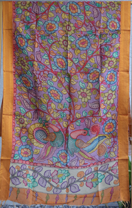 Pen Kalamkari chennur silk duppata