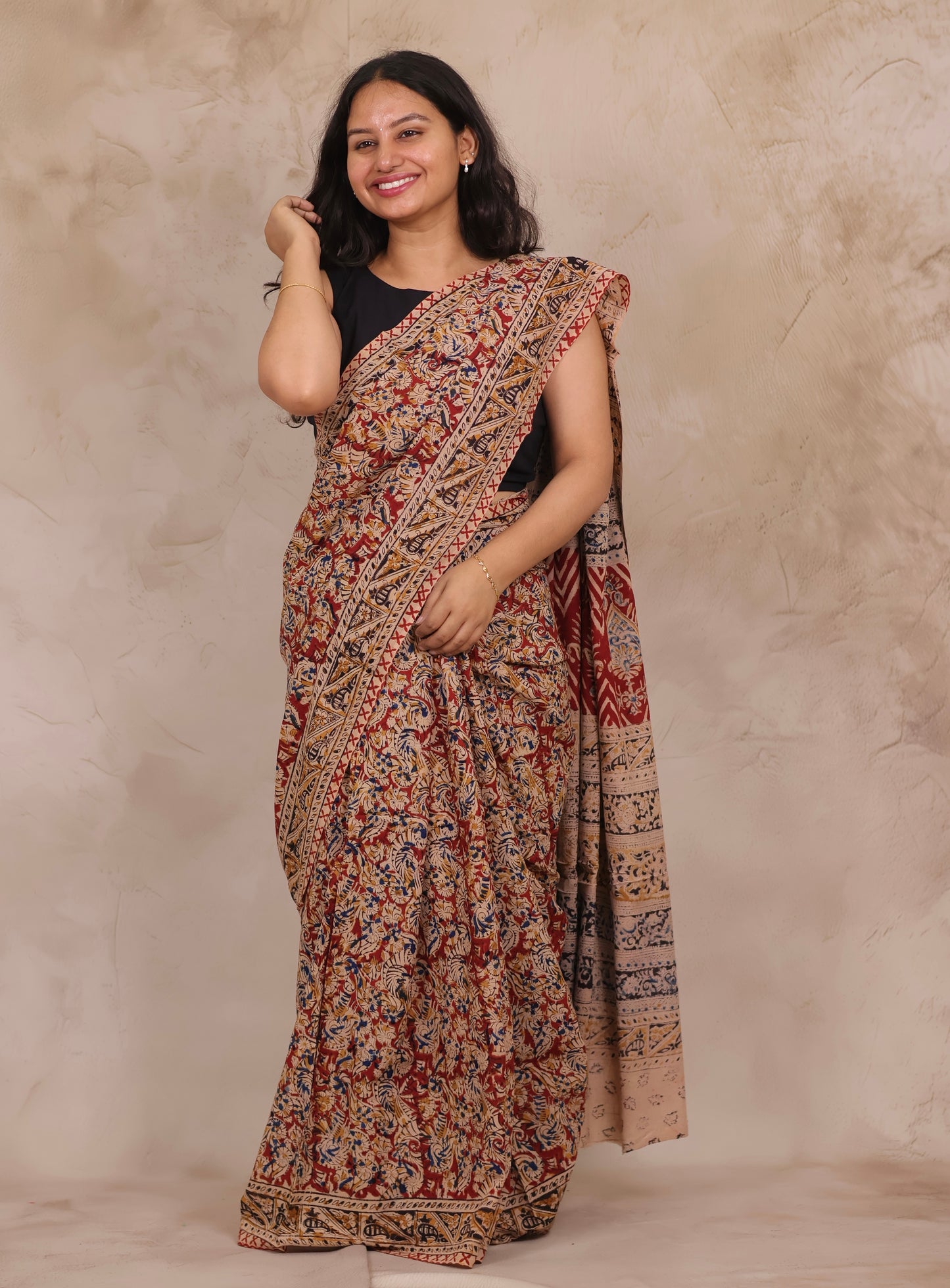 Hand Block Printed Kalamkari Cotton Saree