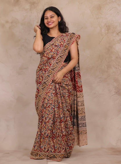 Hand Block Printed Kalamkari Cotton Saree