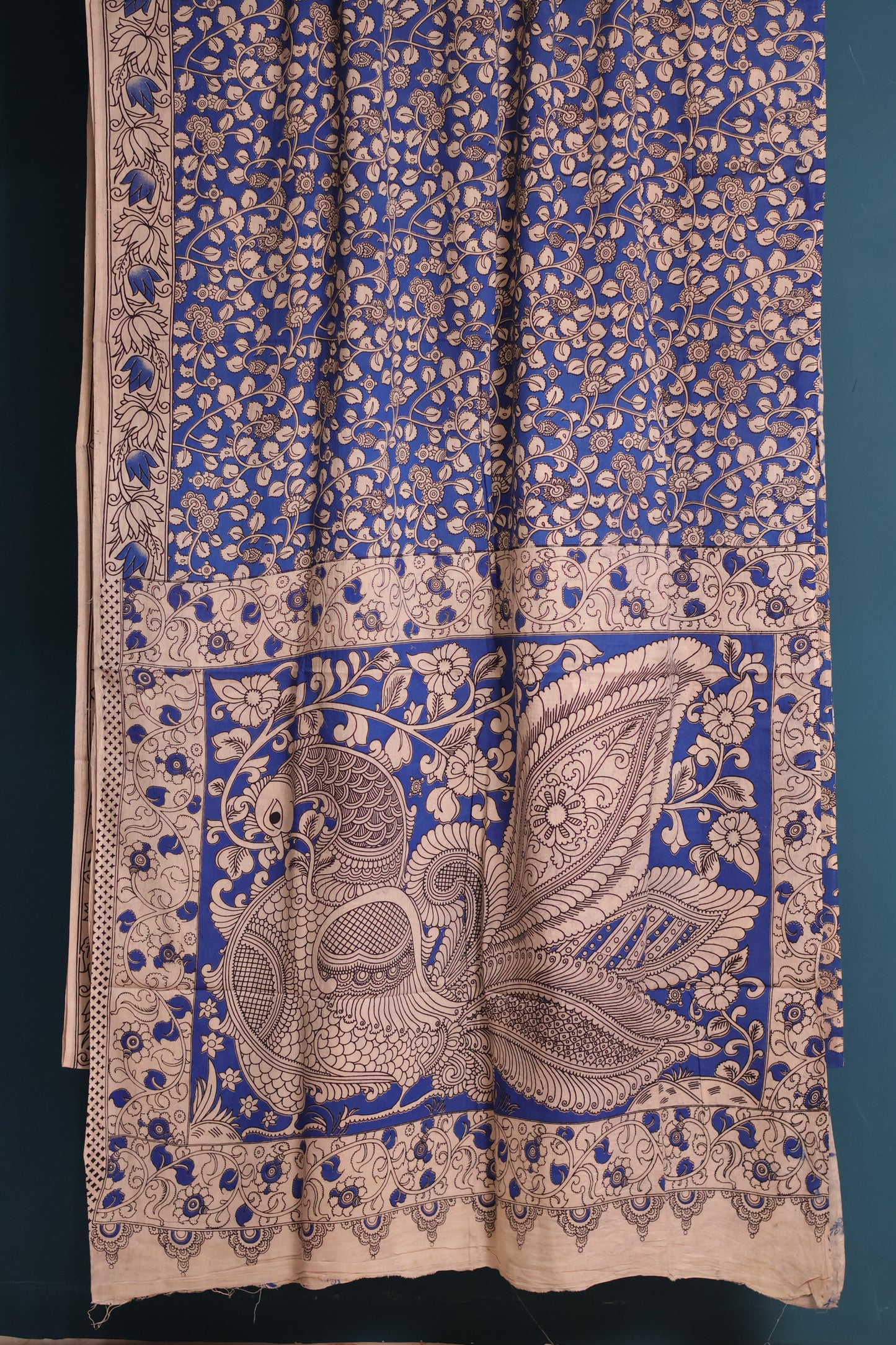 Blue Kalamkari Cotton Saree