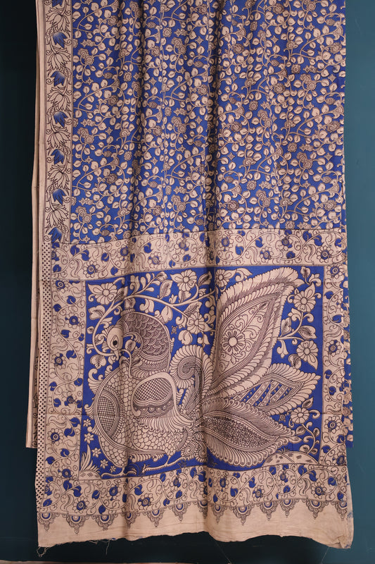 Blue Kalamkari Cotton Saree