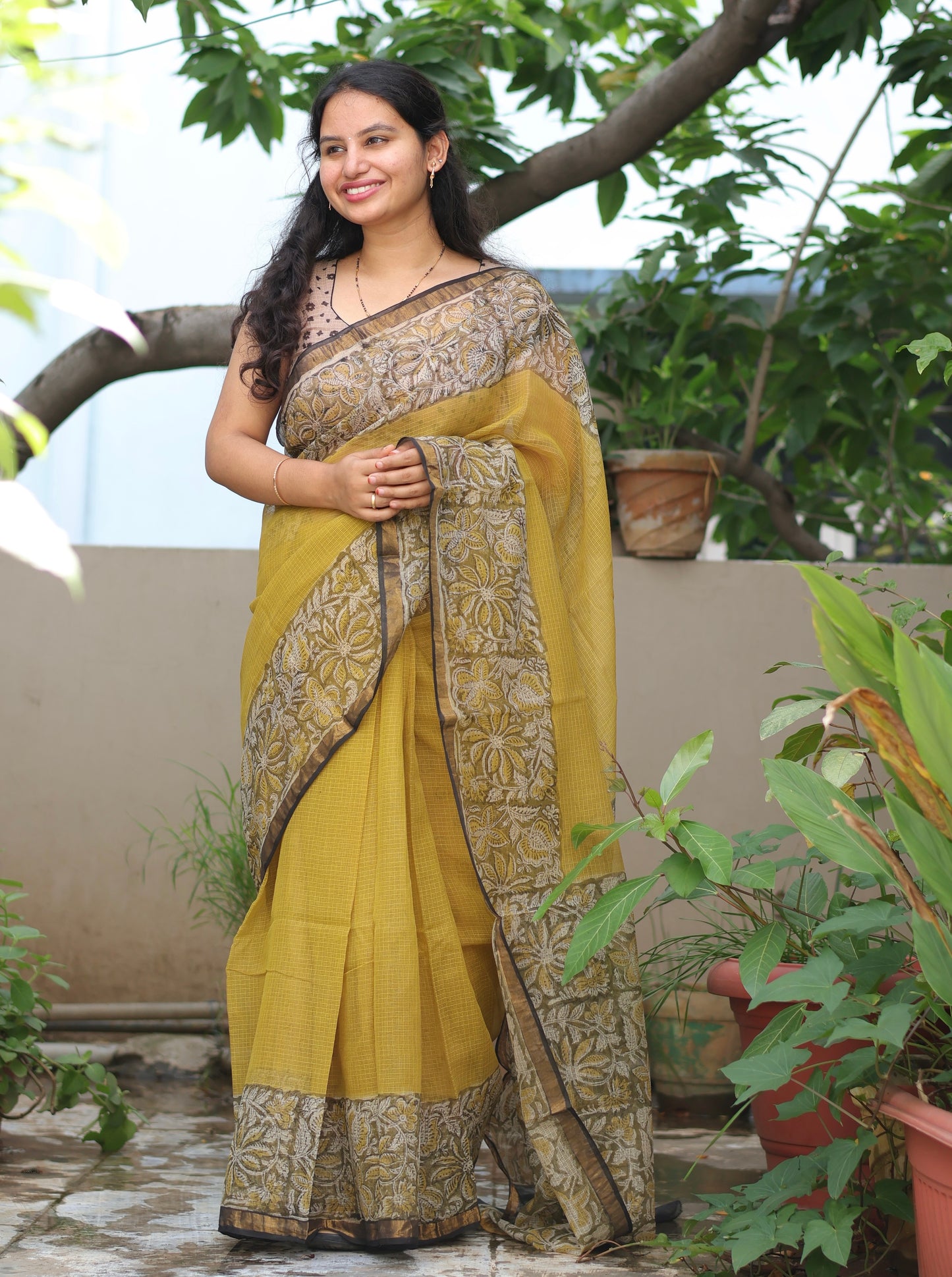 Bagru Hand block printed Kota Doriya Saree