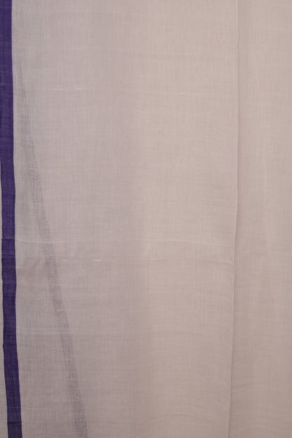 White Pure Handwoven Jamdhani Malai Cotton Saree