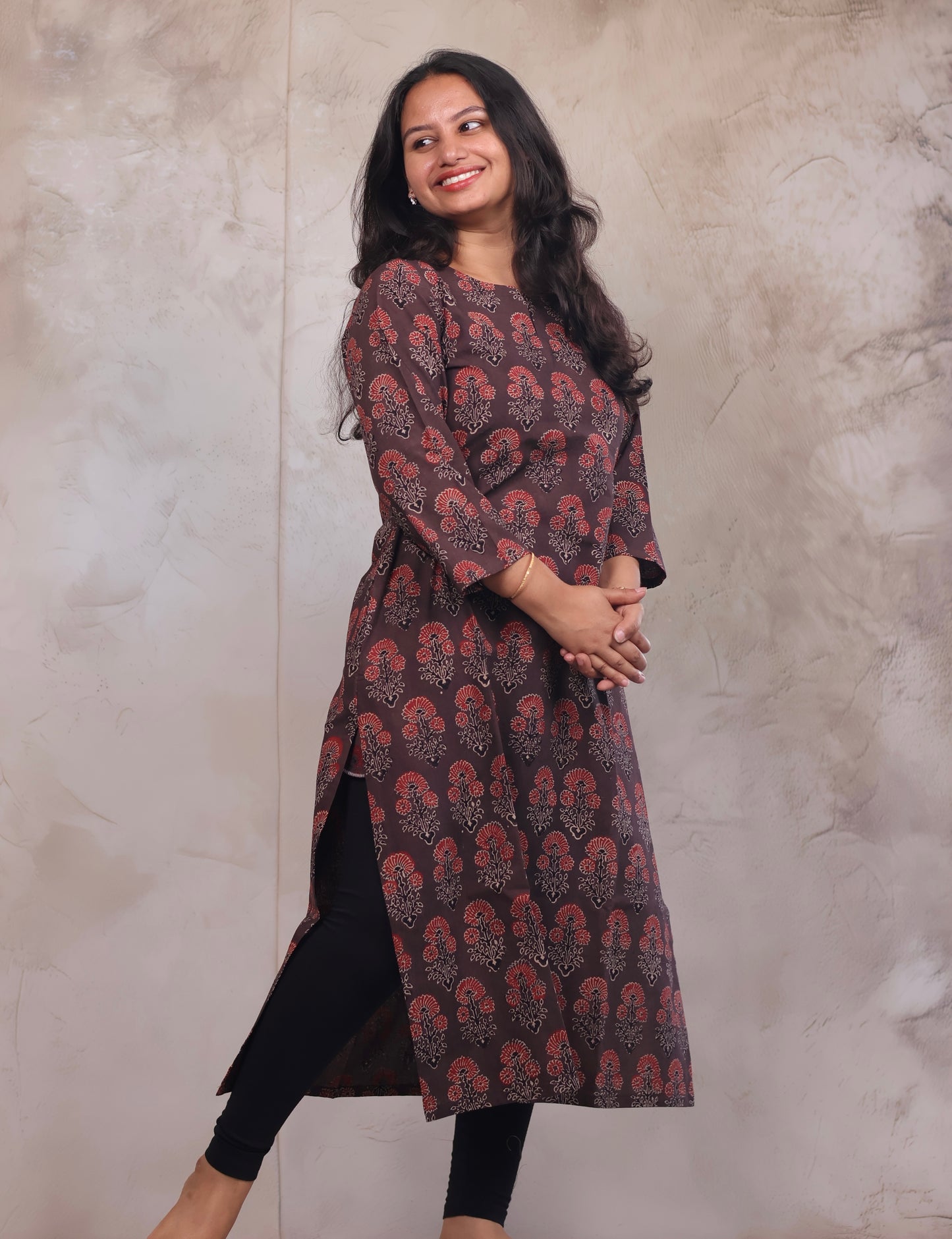 Ajrakh Hand Block Printed Kurti | Looms & Tassels