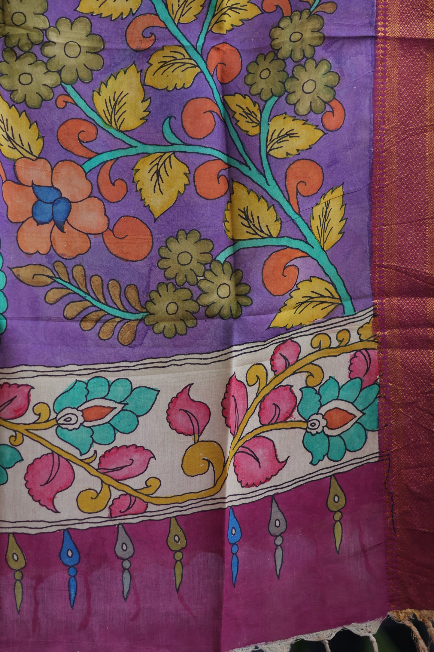 Pen Kalamkari chennur silk duppata