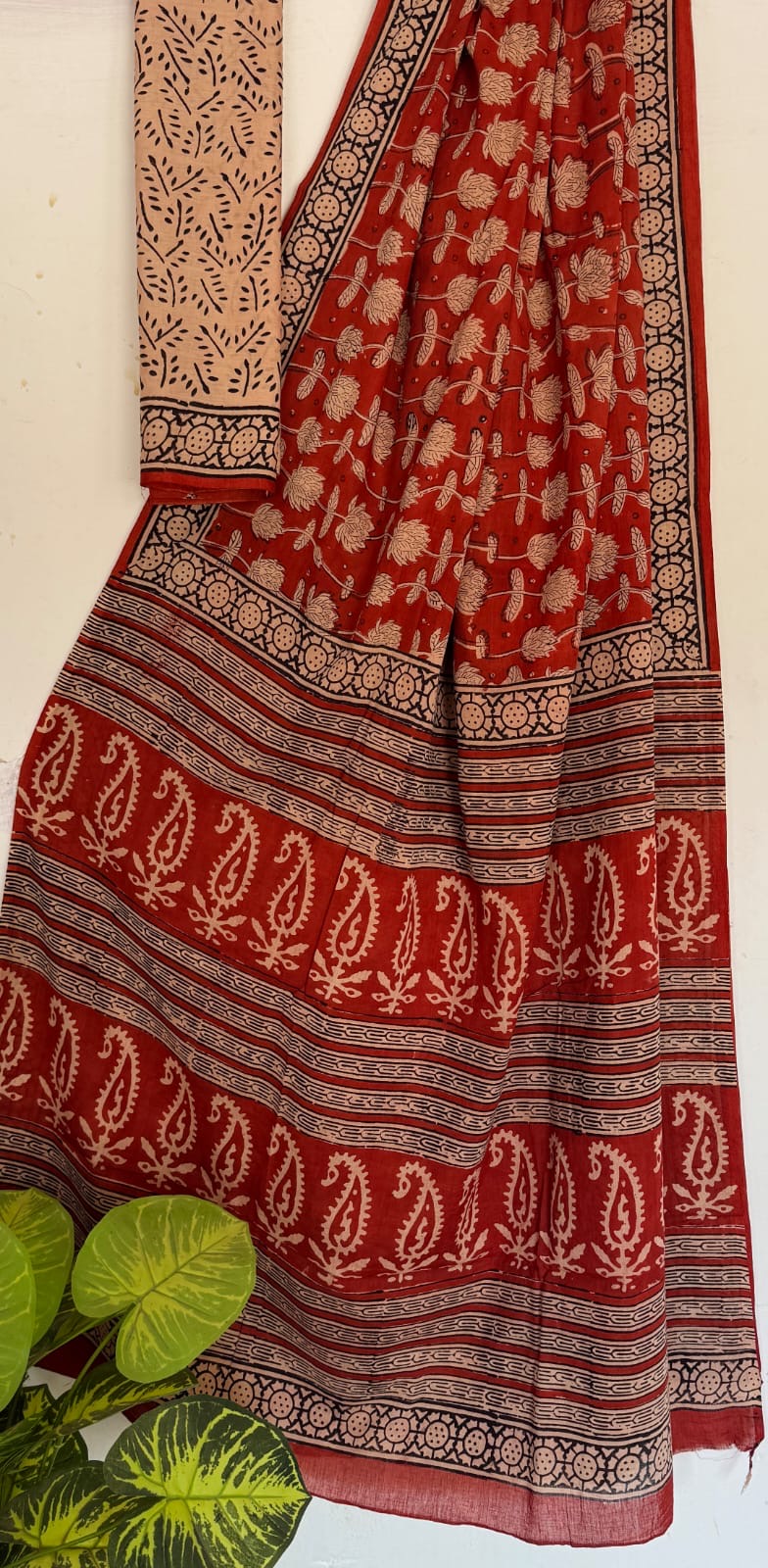 Bagru Handblock printed MulMul cotton saree