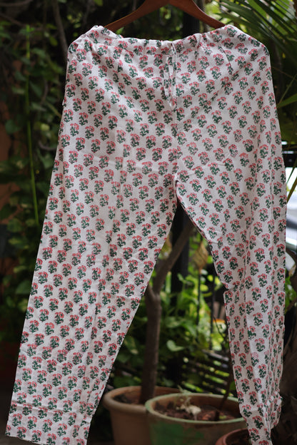 Blue Handblock printed Pure Mul Cotton with Kota Doria Duppata 3 piece suit (stitched)