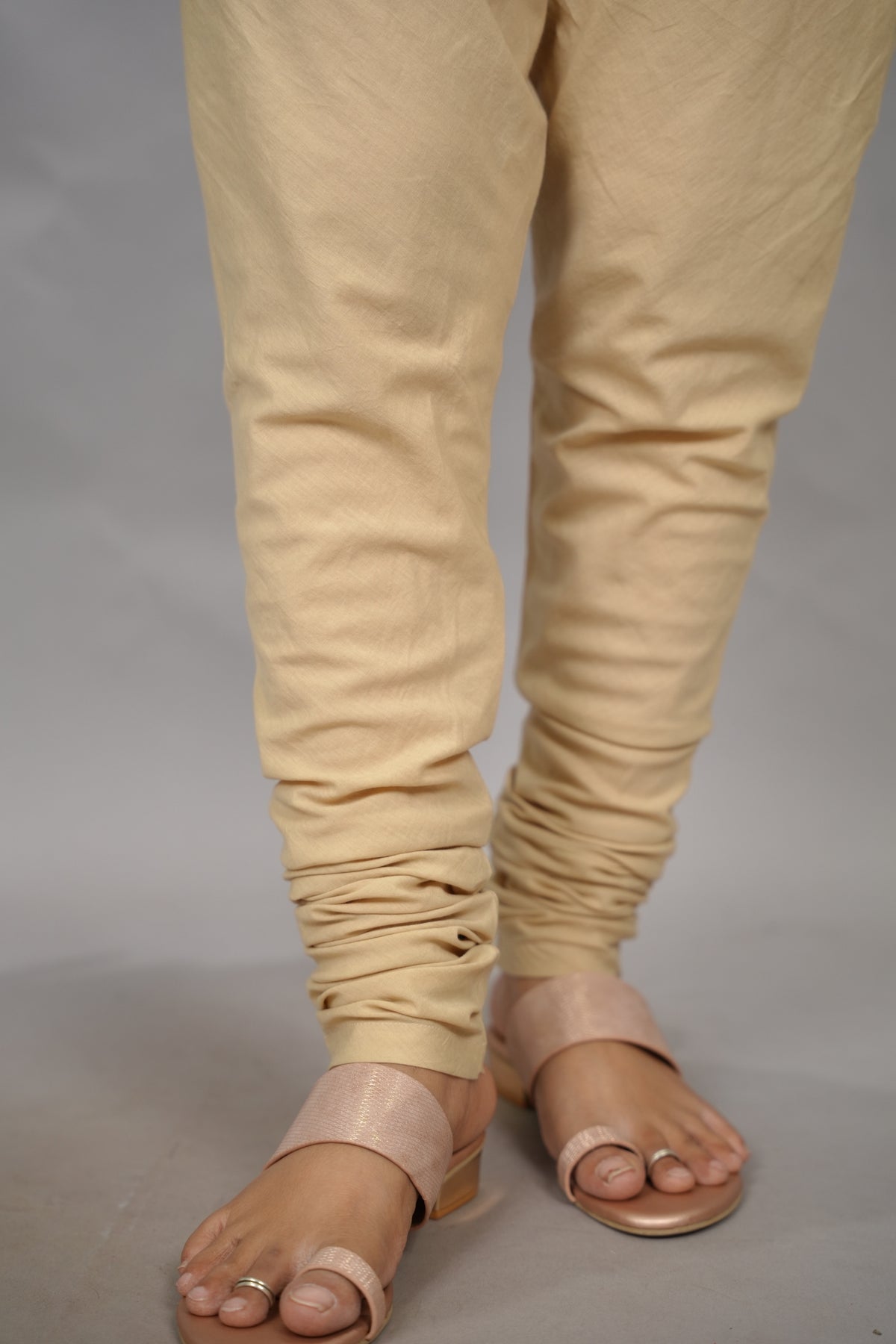 Cream Plain Cotton Chudi Pant