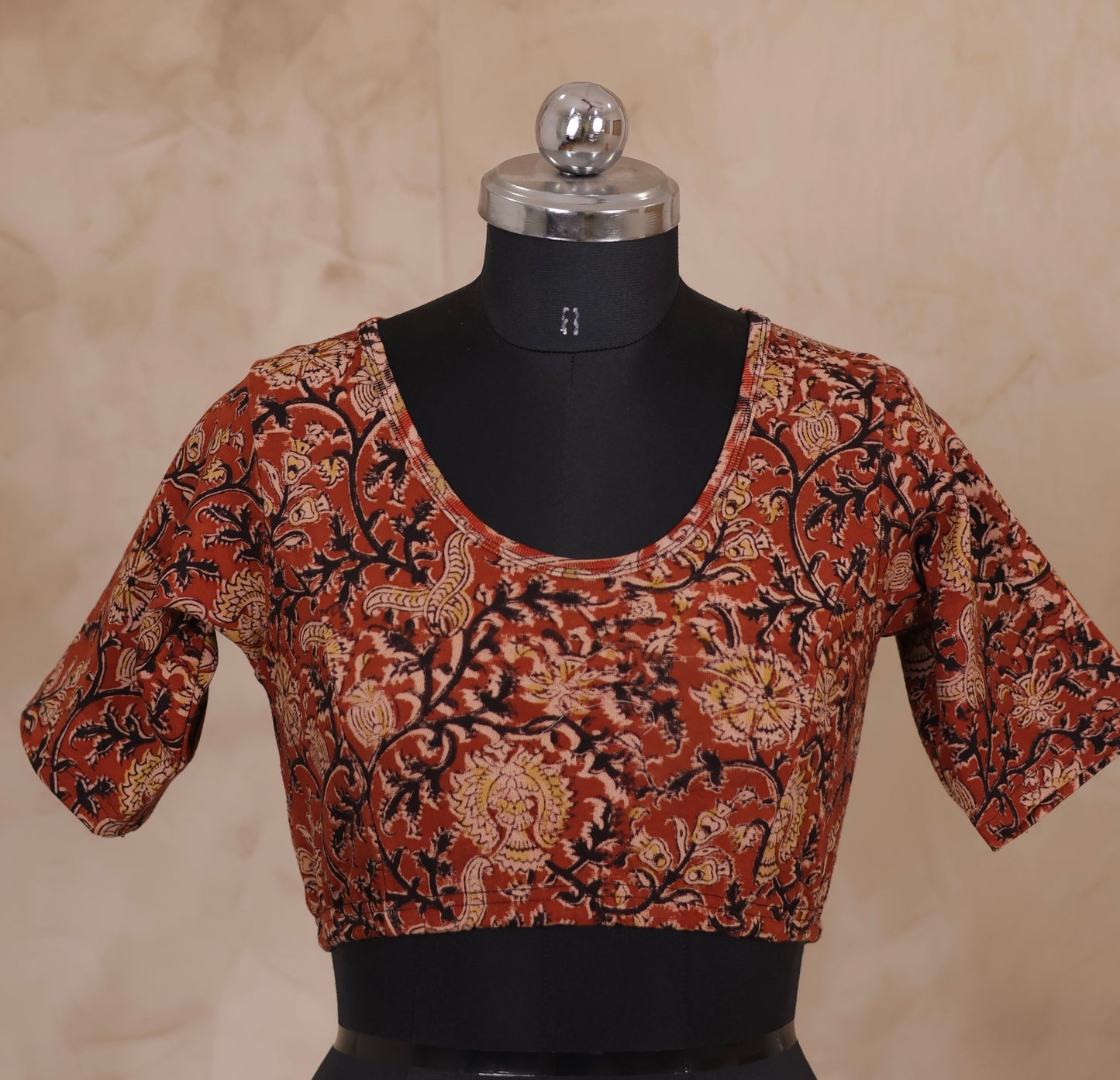 Stretchable Hand block printed kalamkari blouse