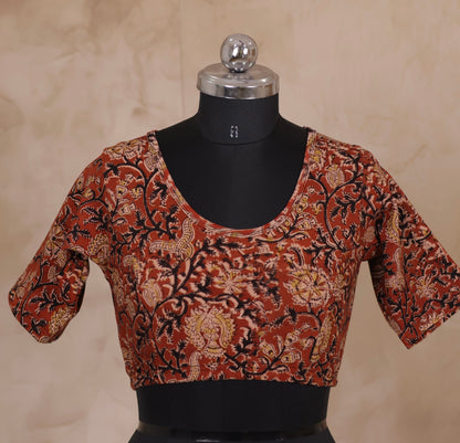 Stretchable Hand block printed kalamkari blouse