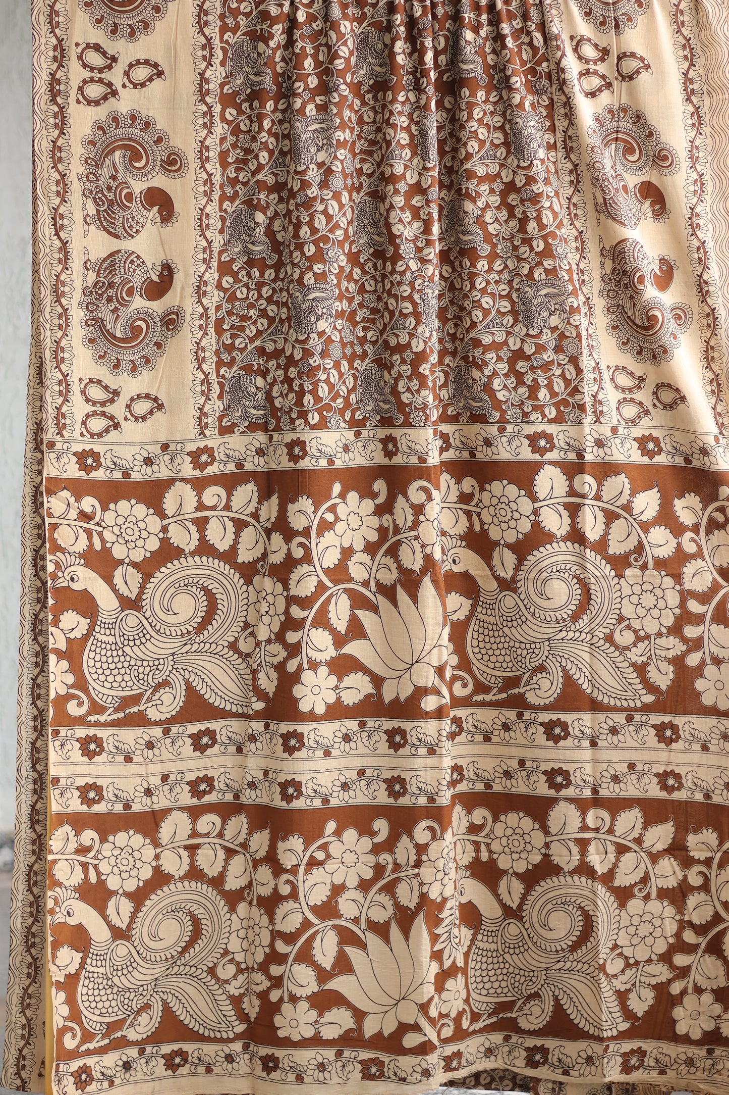 Brown Kalamkari Cotton Saree