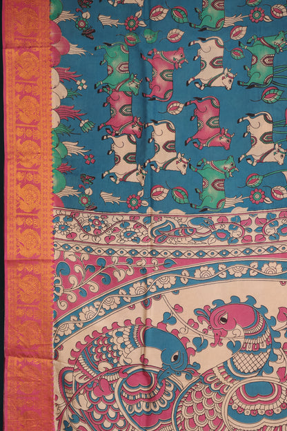 Pichwai Kanchi Border Kalamkari Chennur Silk Saree