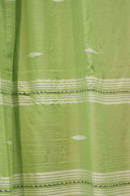Pure Handwoven Malai Cotton Saree with Butta Weaving