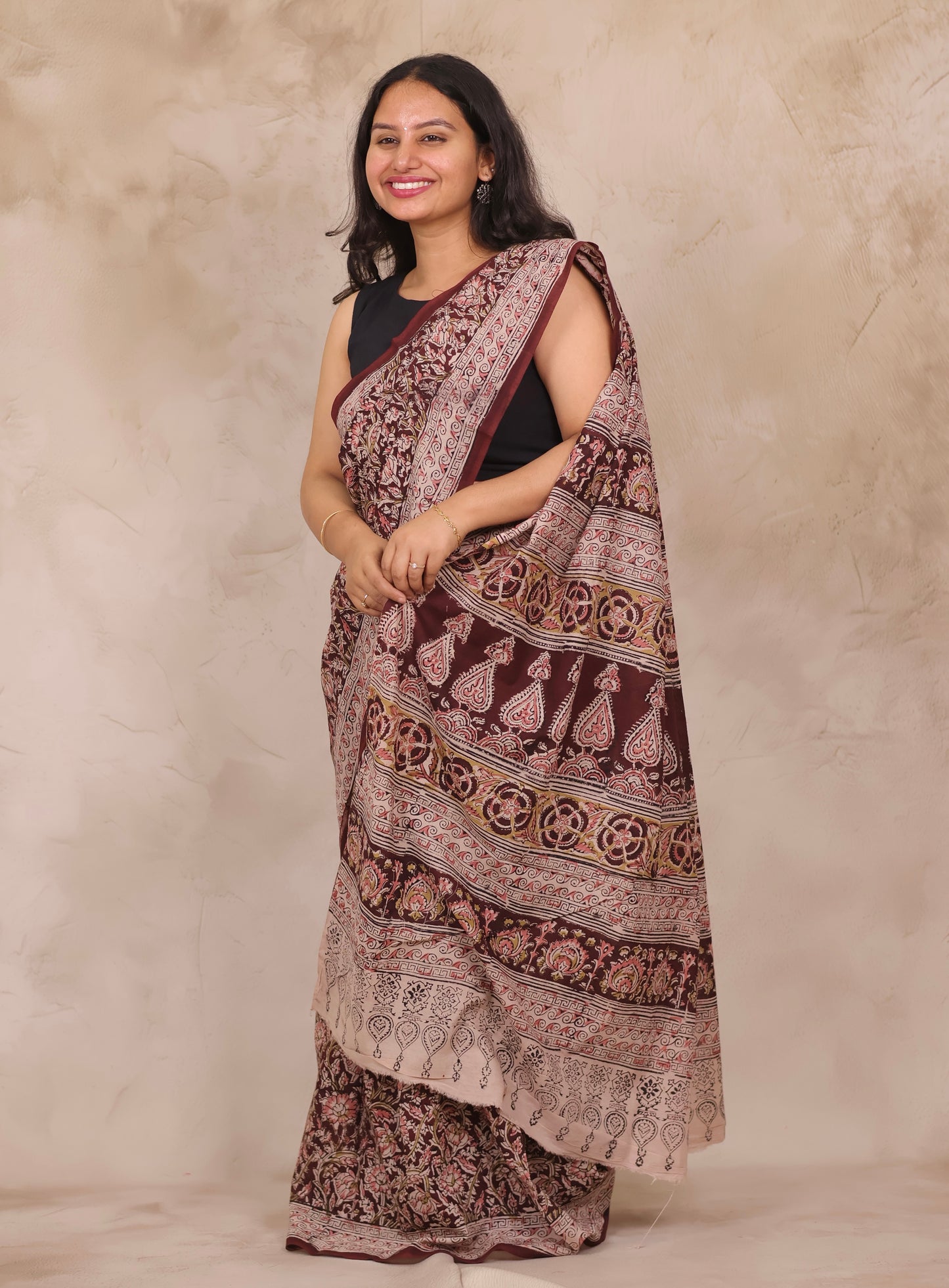 Hand Block Printed Kalamkari Cotton Saree