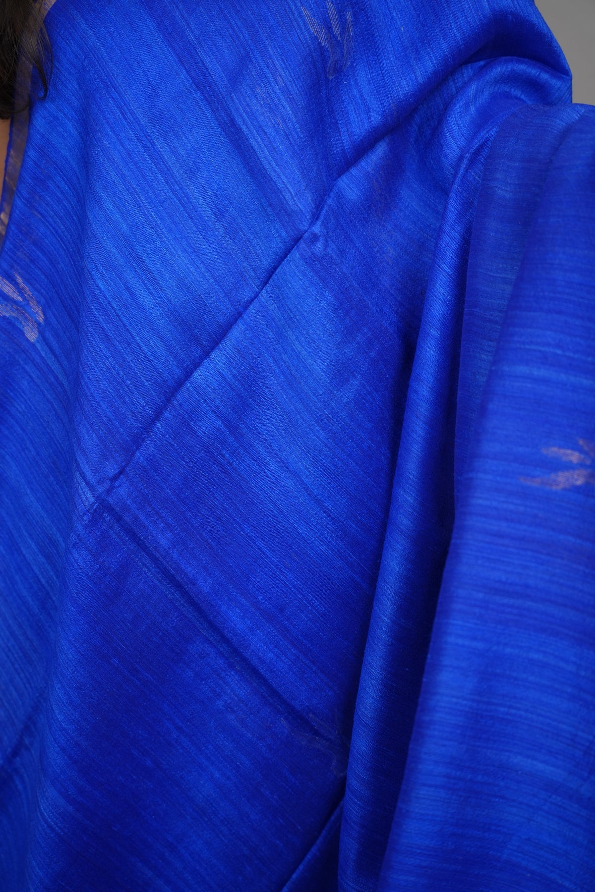 Blue Handloom Jamdhani Pure Matka Silk Saree with Muslin Silk Pallu