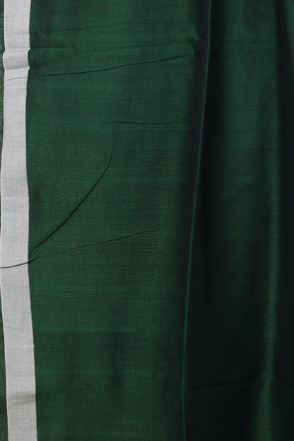 Green Malai Cotton Saree with Peacock Butta Weaving | Looms & Tassels