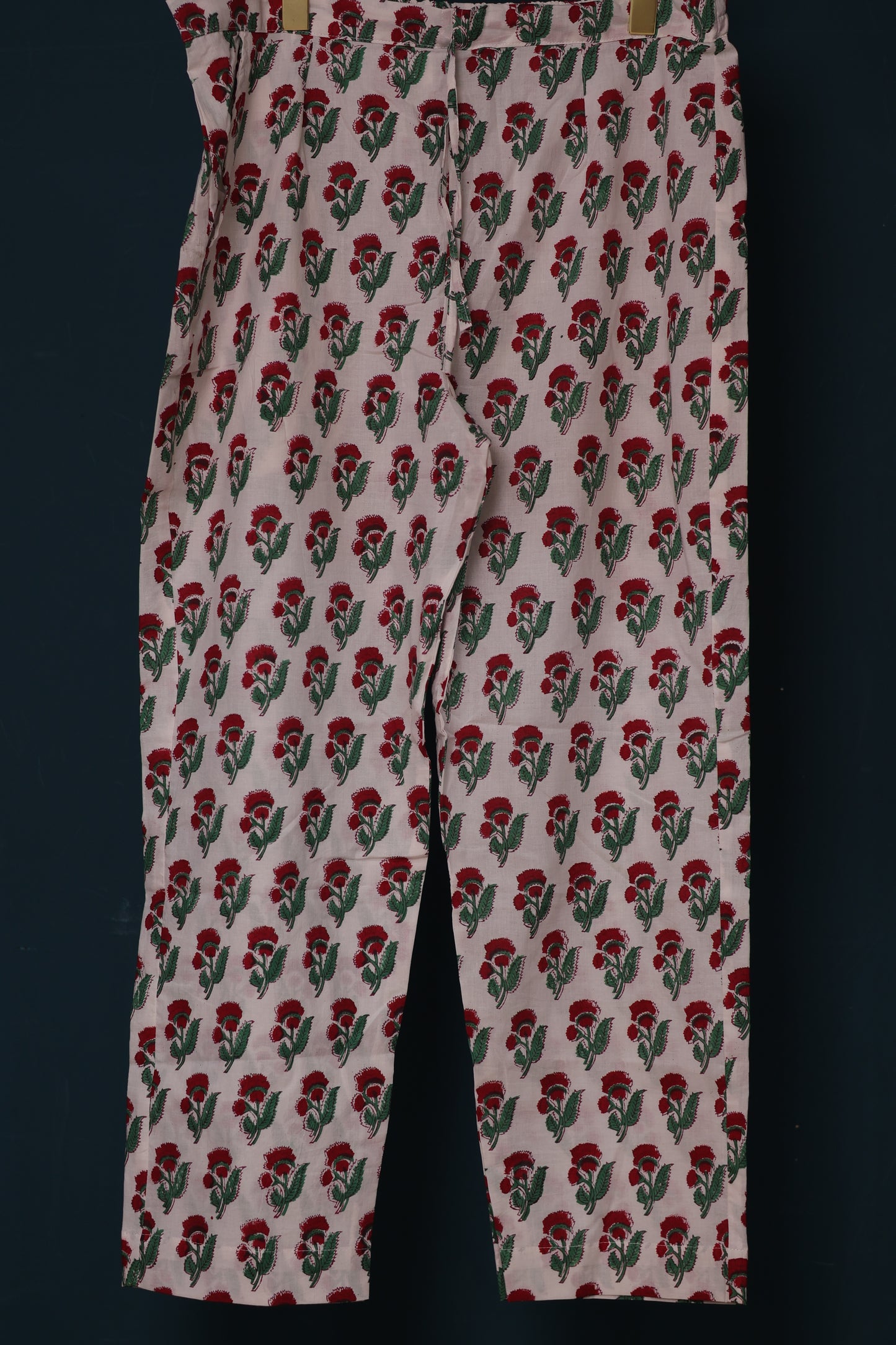 Green Handblock printed Pure Mul Cotton with Kota Doria Duppata 3 piece suit (stitched)