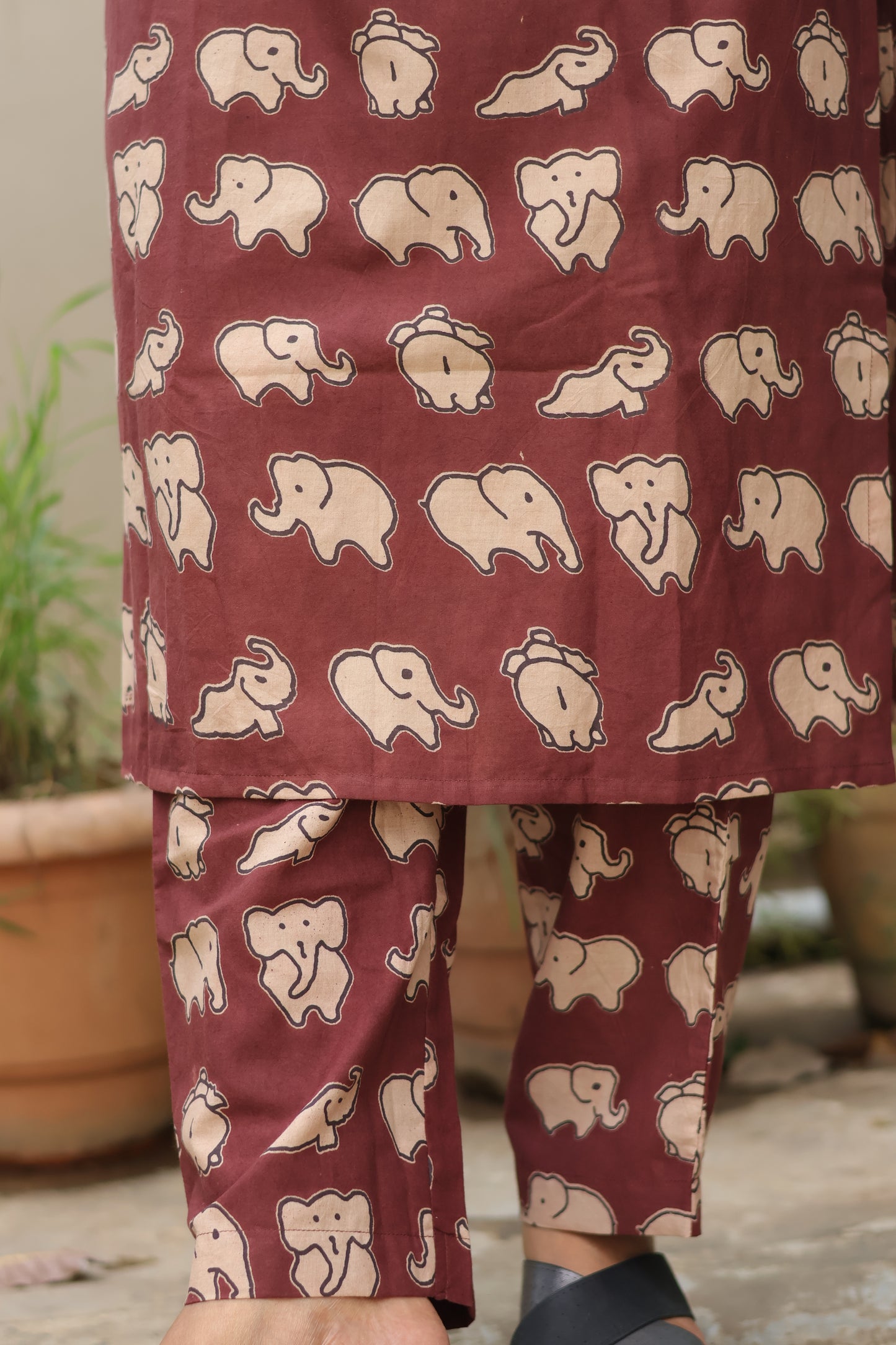 Brown Pure Cotton Handcrafted Co-Ord Set
