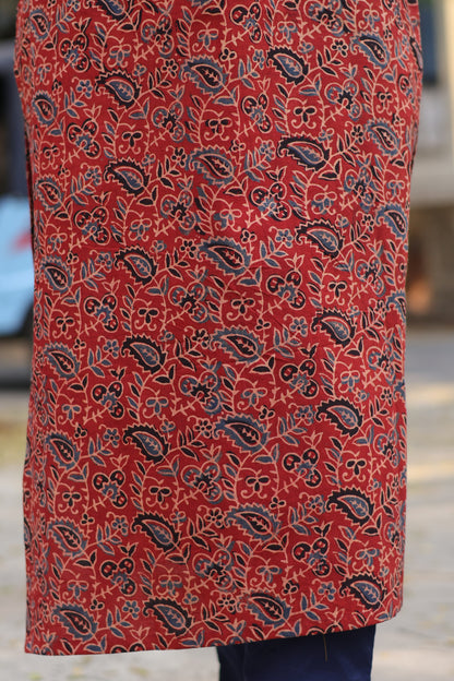 Maroon Ajrakh Hand Block printed Kurti