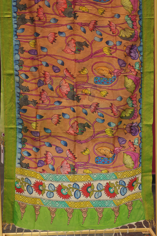 Pen Kalamkari chennur silk duppata