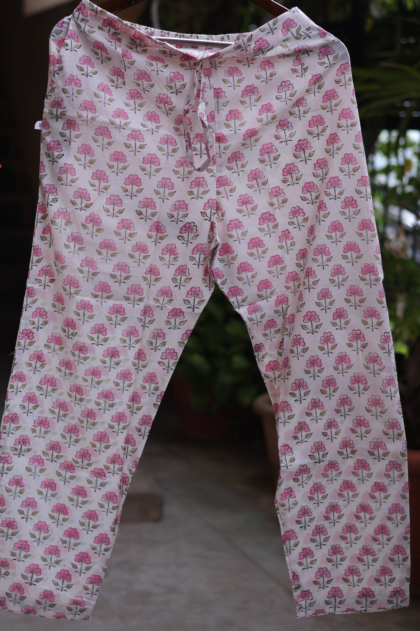 Orange Handblock printed kota 3 piece suit (stitched)