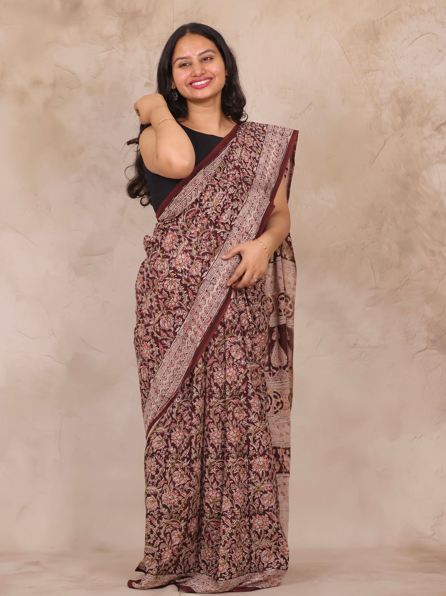 Hand Block Printed Kalamkari Cotton Saree