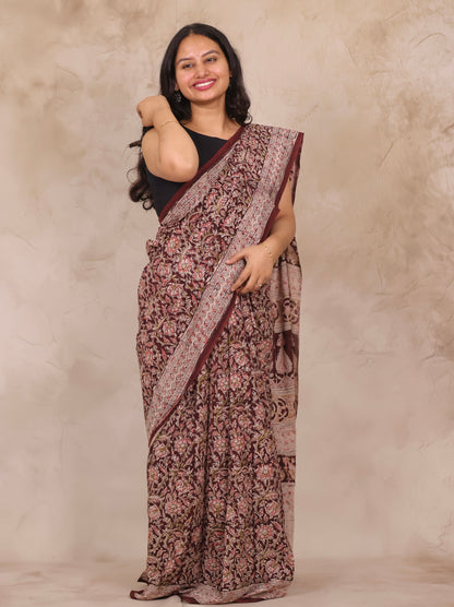 Hand Block Printed Kalamkari Cotton Saree