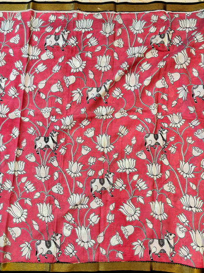 pichwai Nizam Border Kalamkari Silk Saree