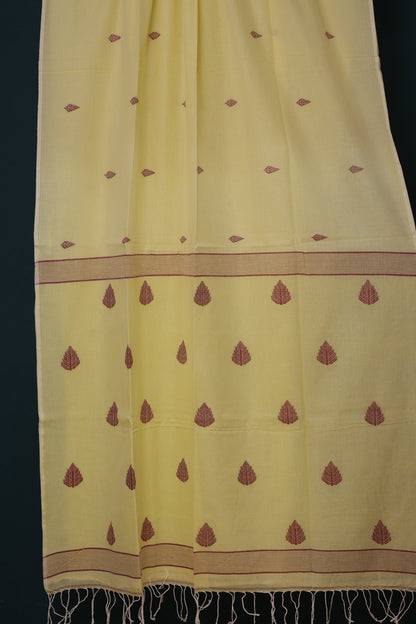 Yellow Checks Pure Handwoven Jamdhani butta Malai Cotton Saree