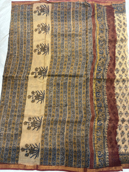 Hand block printed Kota Doriya Saree