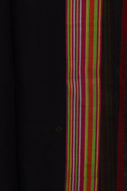 Black Bhujodi weaving Malai Cotton Saree | Looms & Tassels