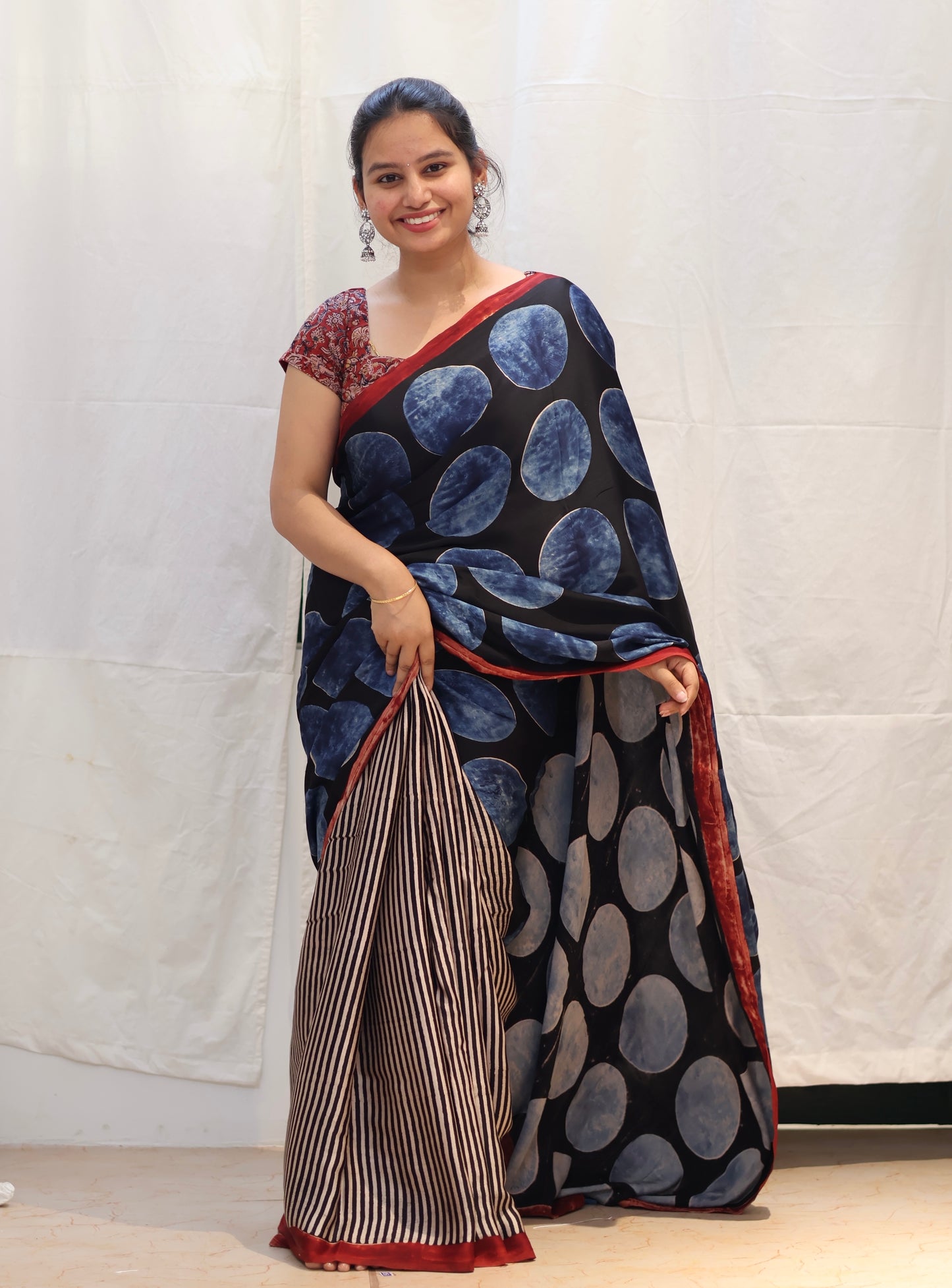 Ajrakh Modal Silk Saree