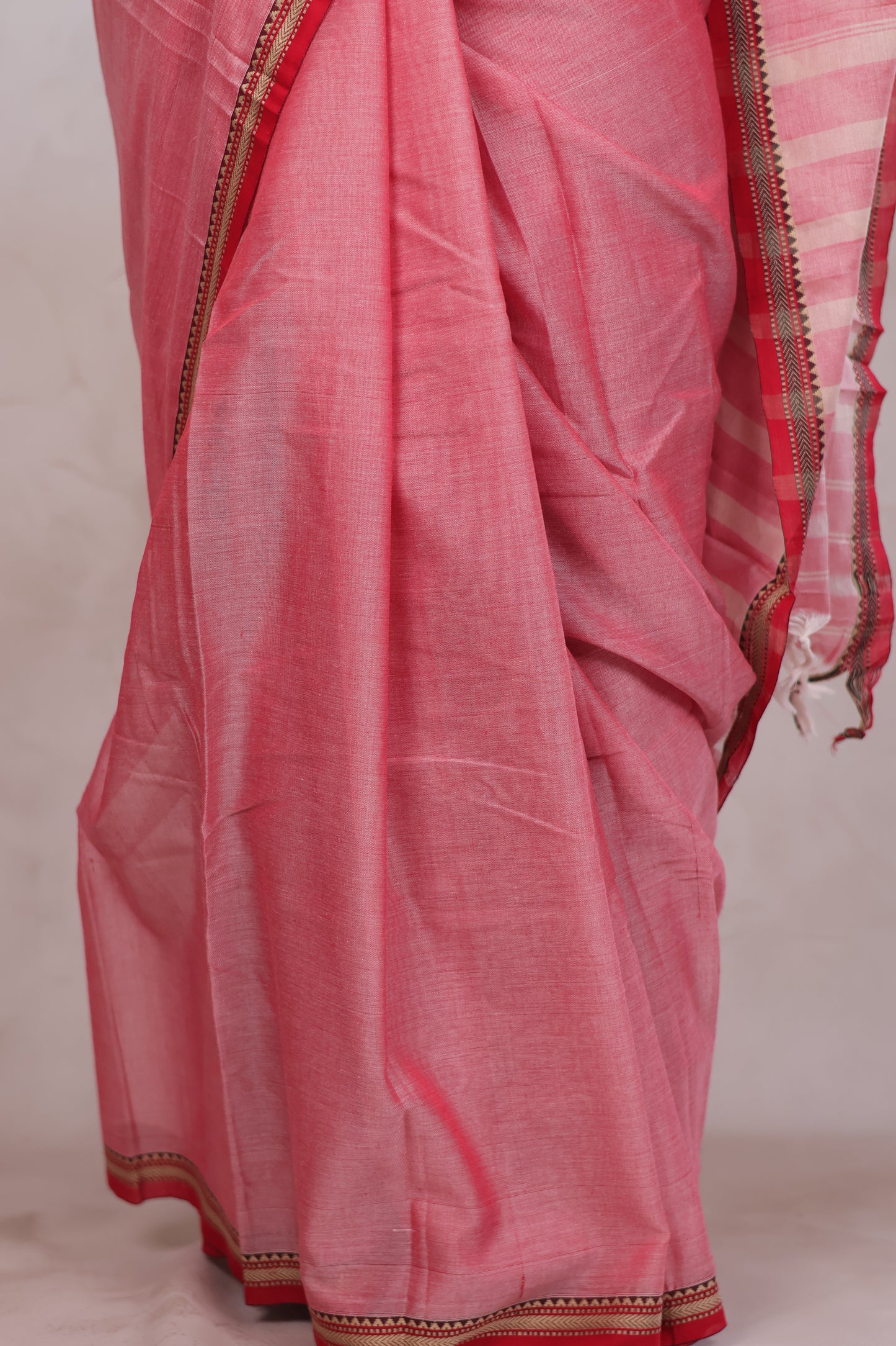 Onion Pink Narayanpet Cotton Saree | Looms & Tassels
