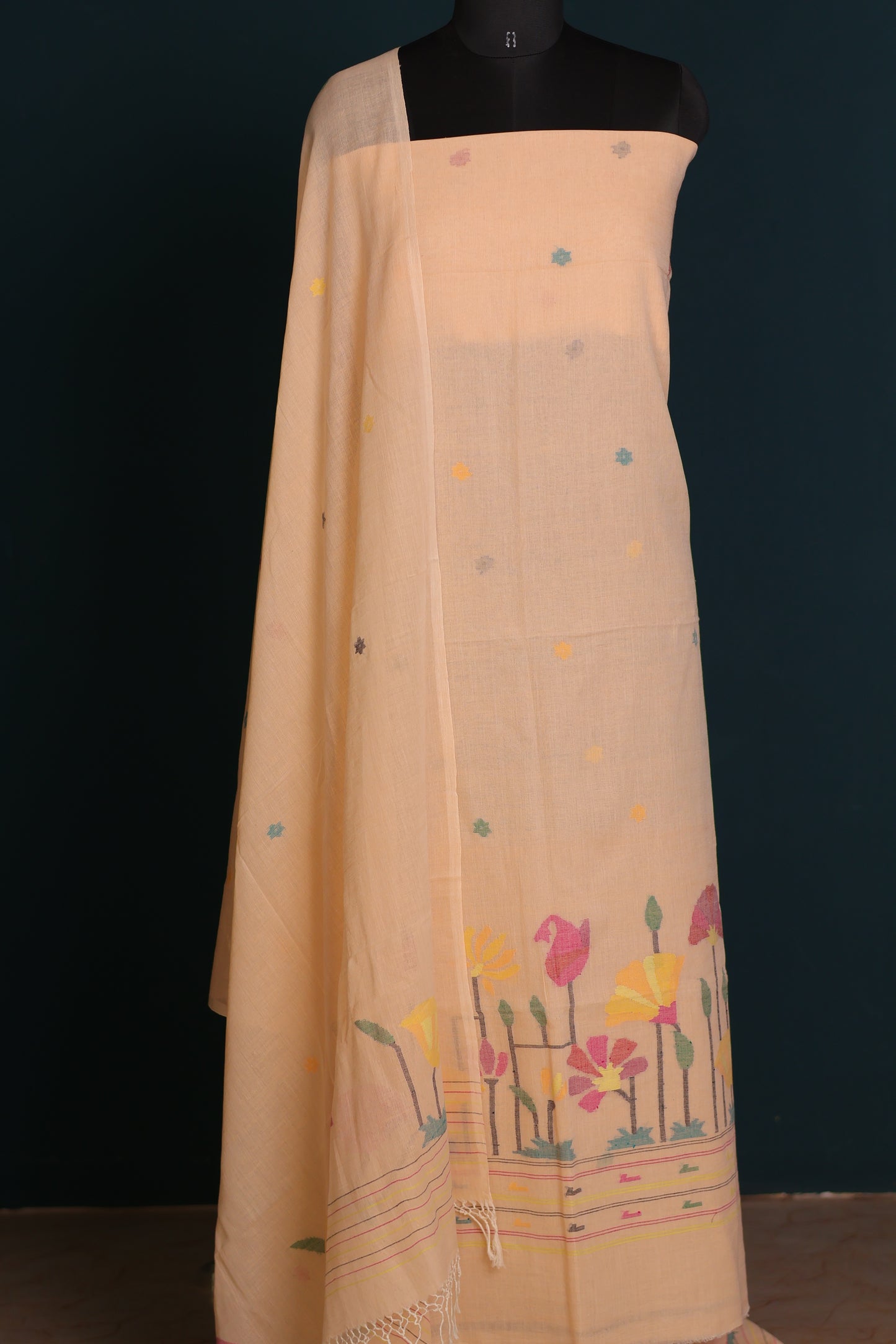 Handwoven Jamdhani pure Malai cotton 2 piece suit sets