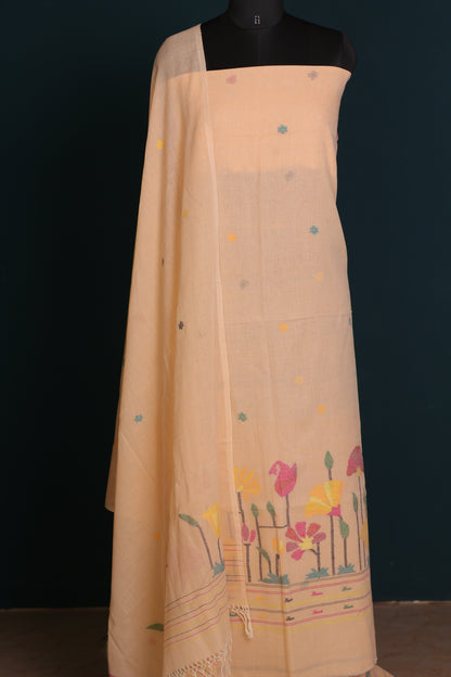 Handwoven Jamdhani pure Malai cotton 2 piece suit sets